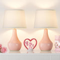 Seealle Modern Pink Table Lamps Set of 2 - Bedroom Lamps for Nightstand,19.4" Bedside Pink Lamp for Girls Room Living Room with Rocker…