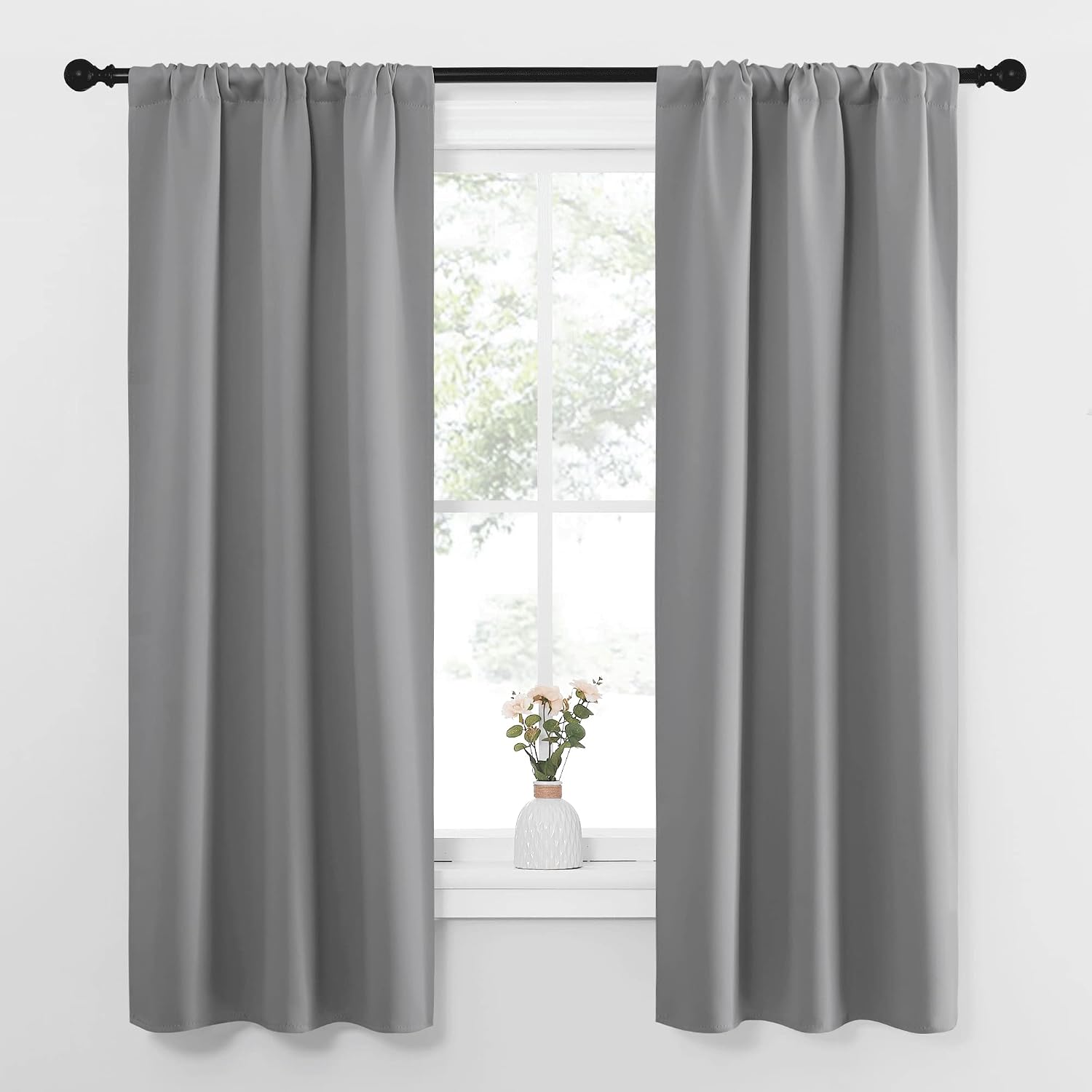 NICETOWN Kitchen Window Curtains 63 Long - Home Decoration Thermal Insulated Rod Pocket Blackout Blinds & Drapes for Small Windows…