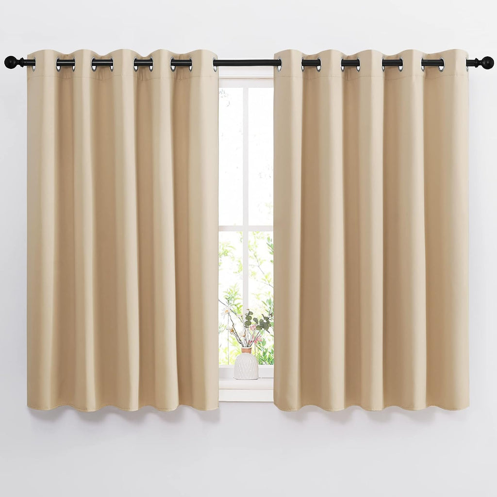 NICETOWN Bedroom Blackout Curtains and Drapes - Window Treatment Thermal Insulated Solid Grommet Blackout Draperies for Bedroom (Biscotti…