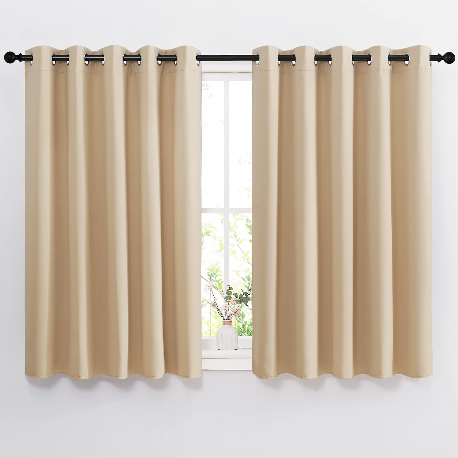 NICETOWN Bedroom Blackout Curtains and Drapes - Window Treatment Thermal Insulated Solid Grommet Blackout Draperies for Bedroom (Biscotti…