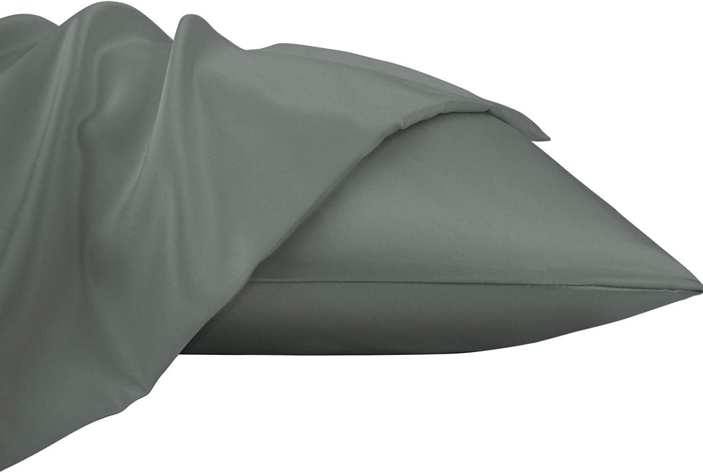 Ntbay Zippered Satin Pillow Cases for Hair and Skin, Luxury King Hidden Zipper Pillowcases Set of 2, 20x36 Inches, Dark Grey 36 Inches Grey