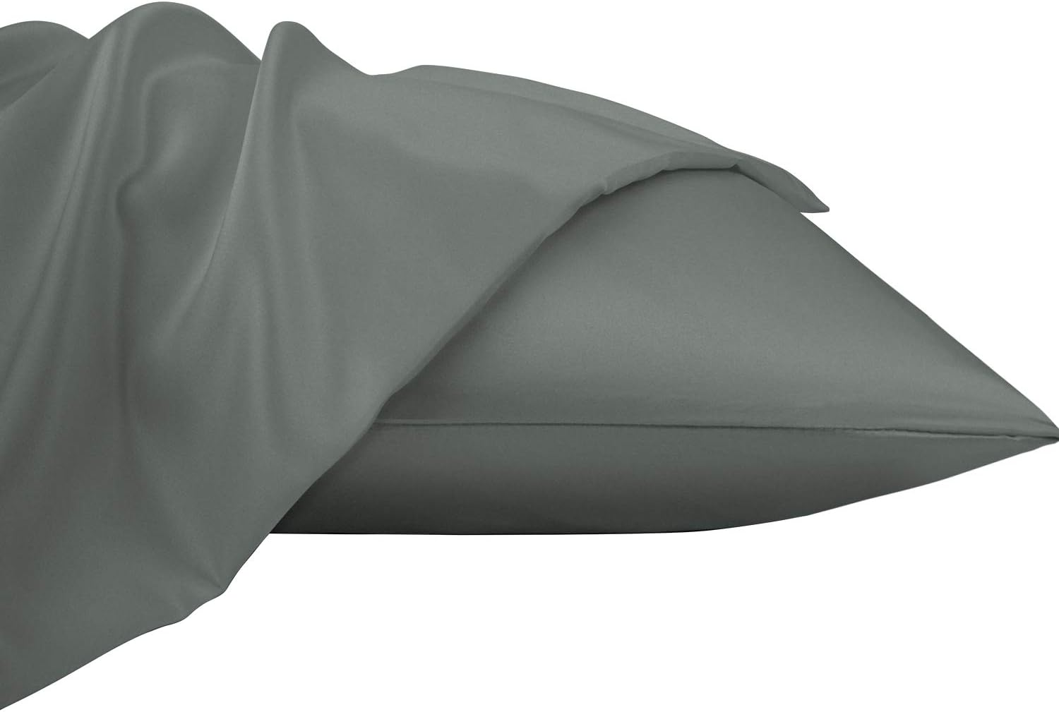 Ntbay Zippered Satin Pillow Cases for Hair and Skin, Luxury King Hidden Zipper Pillowcases Set of 2, 20x36 Inches, Dark Grey 36 Inches Grey