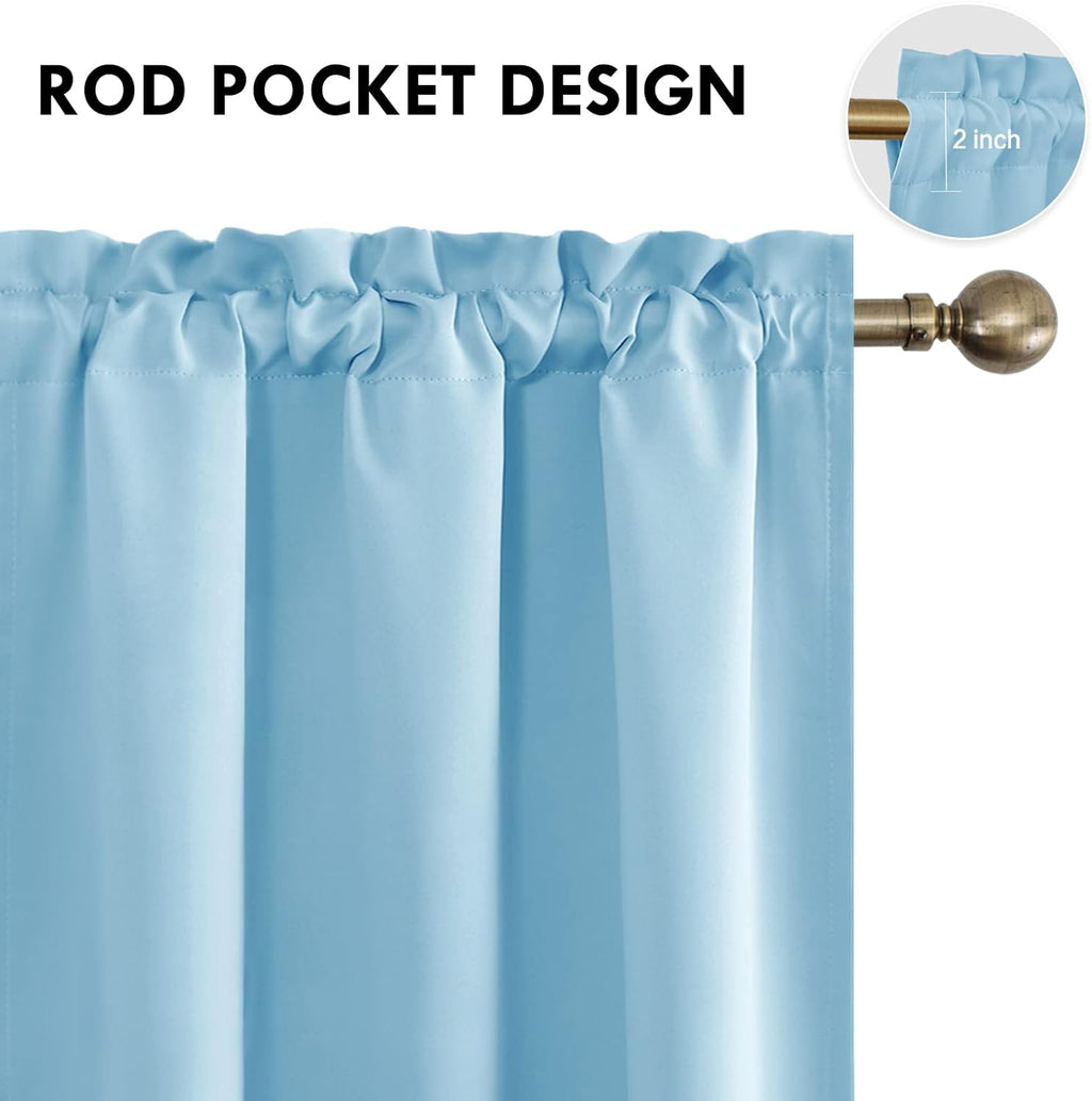 Dwcn Blackout Curtains for Bedroom – Thermal Insulated Room Darkening Drapes for Living Room, Light Blue, W 42 x L 84 Inch, Set of 2 Rod Po…
