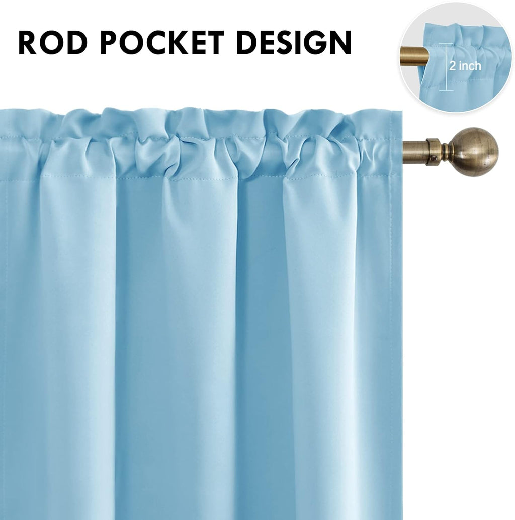 Dwcn Blackout Curtains – Thermal Insulated, Energy Saving & Noise Reducing Bedroom and Living Room Curtains, Light Blue, W 42x L 63 Inch, S…