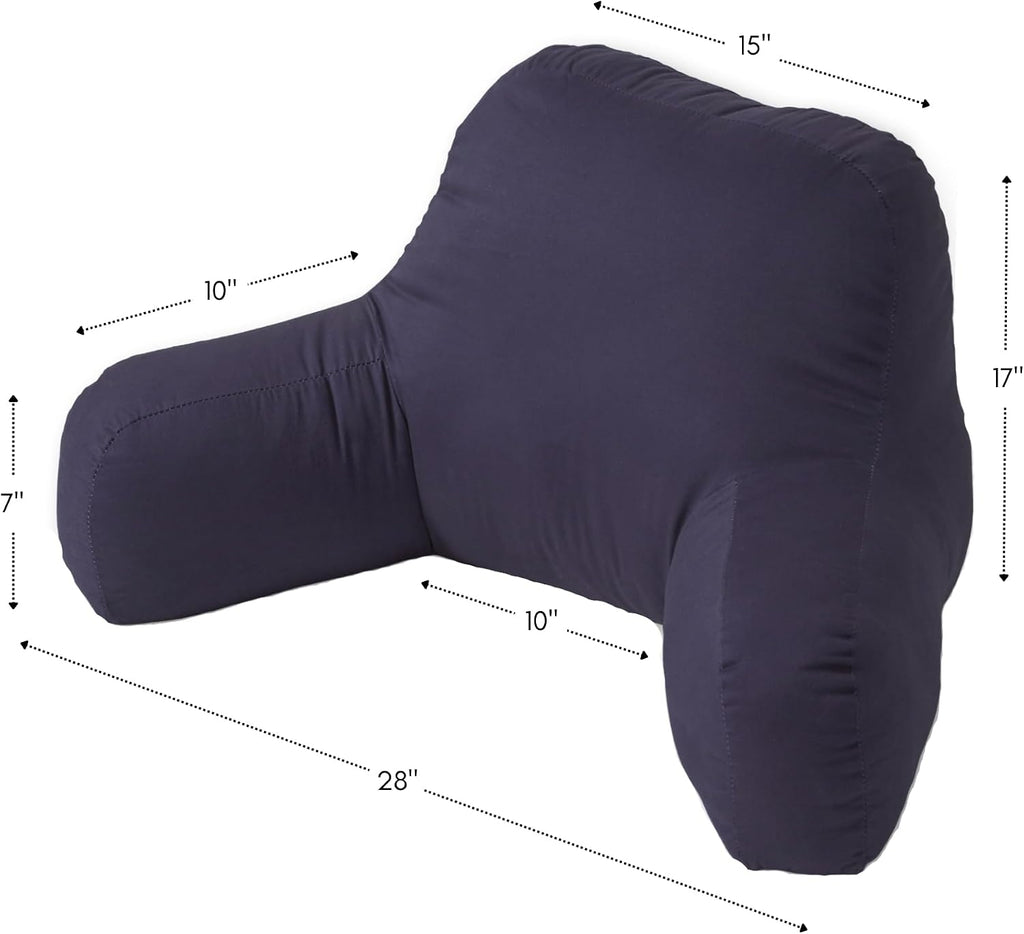 Greendale Home Fashions Cotton Duck Bed Rest Reading Pillow with Arms, Midnight