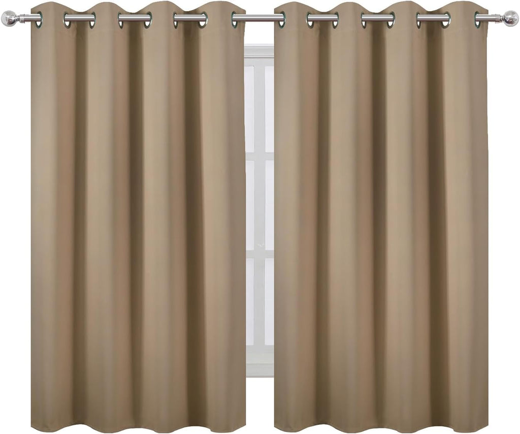 Lemomo Natural Thermal Blackout Curtains/52 x 54 Inch/Set of 2 Panels Room Darkening Curtains for Bedroom 54 Inch silver