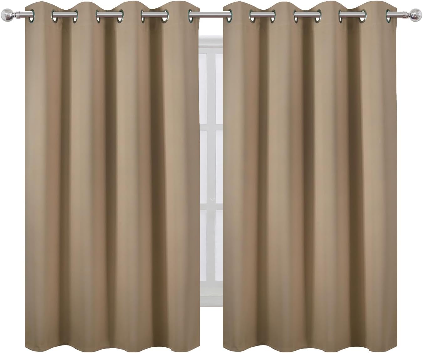 Lemomo Natural Thermal Blackout Curtains/52 x 54 Inch/Set of 2 Panels Room Darkening Curtains for Bedroom 54 Inch silver