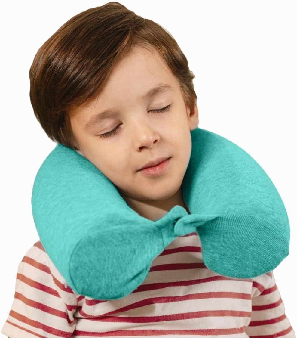 Dot&Dot Green Twist Memory Foam Kids Travel Pillow for Airplanes - Neck Pillows for Sleeping - Airplane Pillow for Neck Support, Chi…