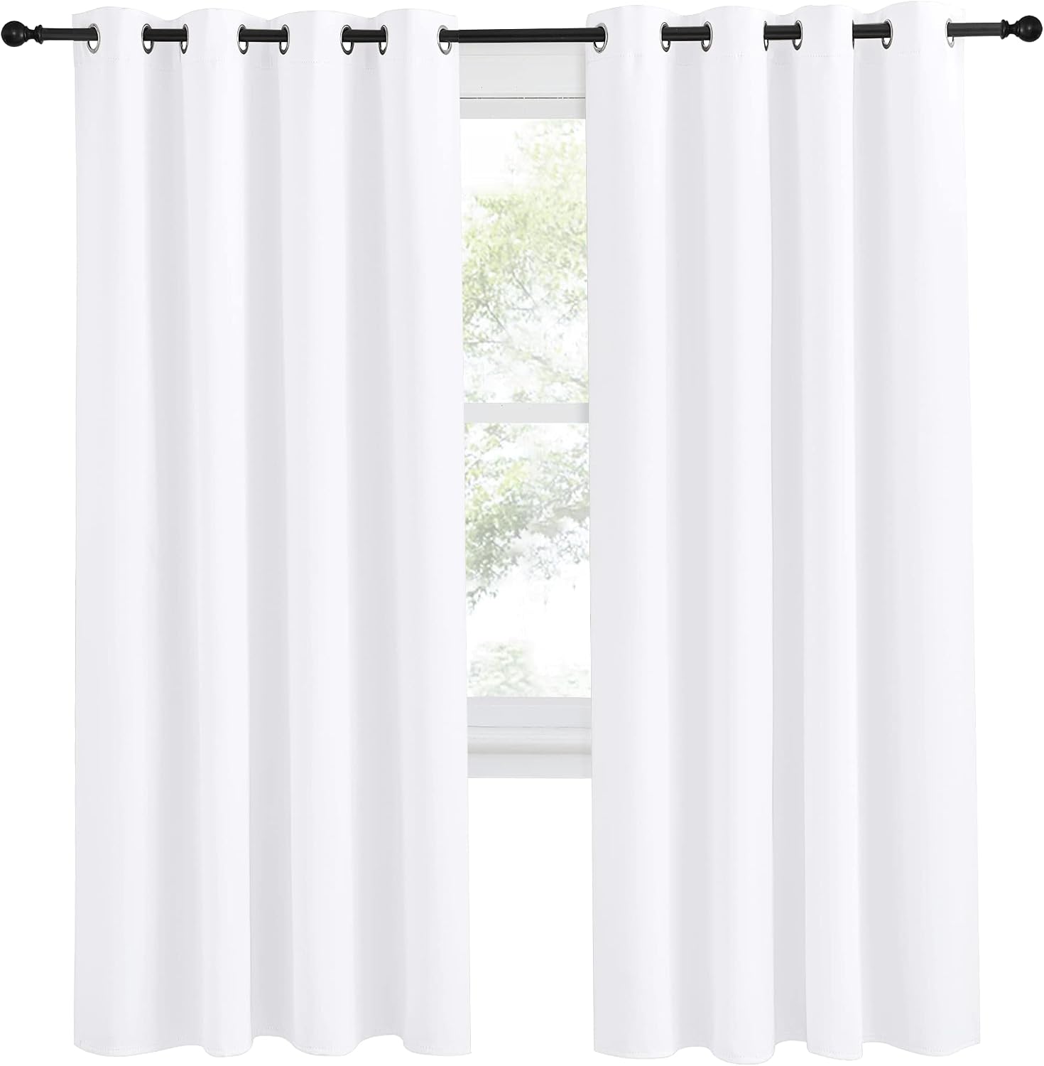 NICETOWN Room Darkening Window Treatment Curtain, Pure White, Single Panel, 55 by 78, Energy Smart Thermal Insulated Block Out Sunlight…