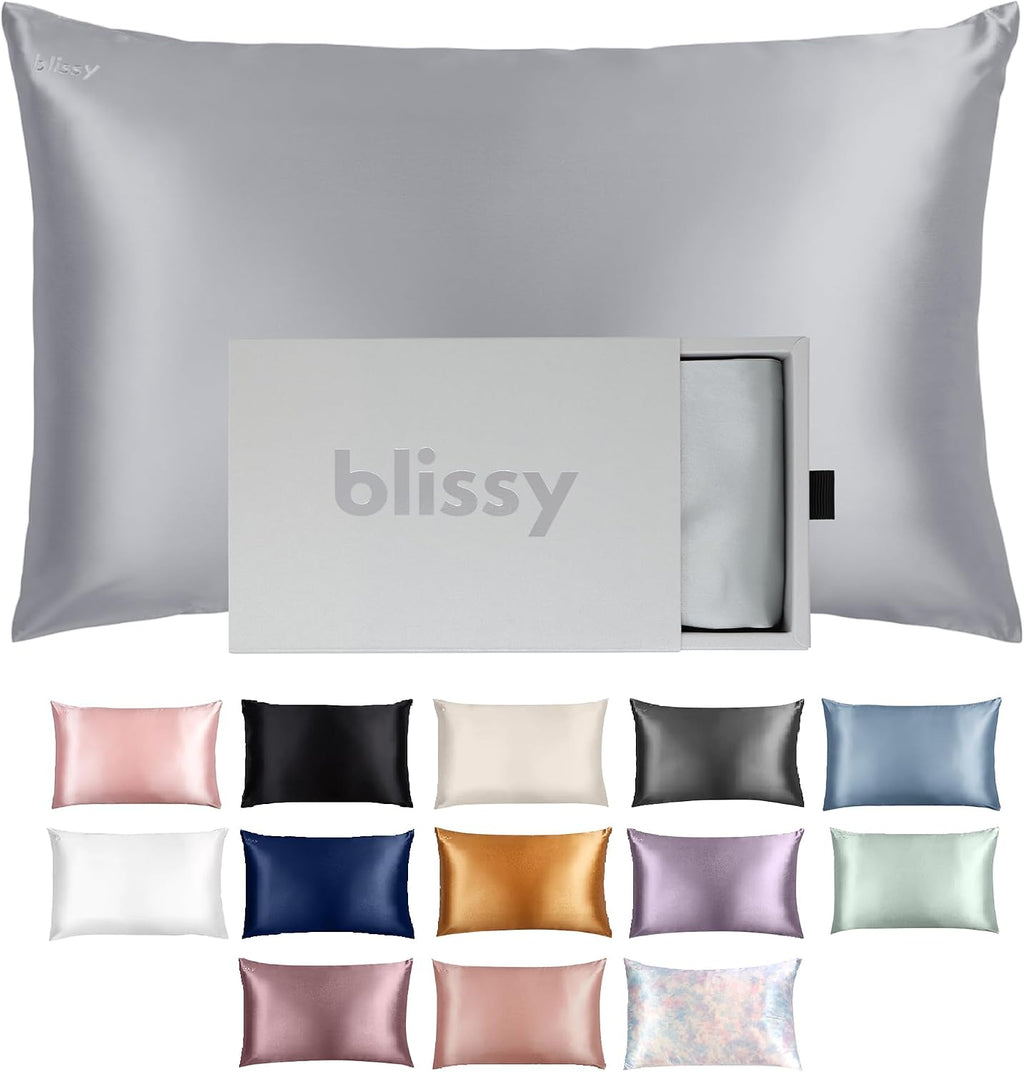 Blissy Silk Pillowcase - 100% Pure Mulberry Silk - 22 Momme 6A High-Grade Fibers - Silk Pillow Cover for Hair & Skin - Regular, Queen &…