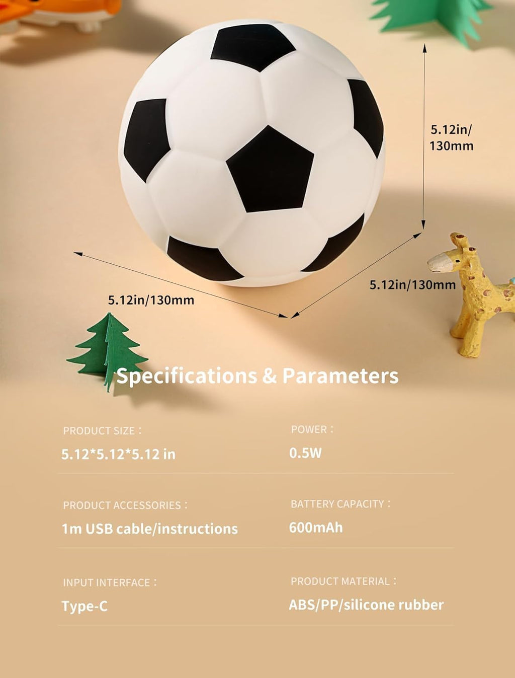 Tarinks Soccer Night Light for Kids, Rechargeable Touch Lamp, Silicone Soccer Ball Lamps, Cute Glowing Football Night light, Portable Nurse…