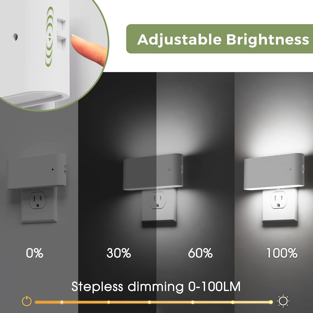 Llohasled L LOHAS LED Night Light, 2 Pack Modern LED Night Lights Plug into Wall with Dusk to Dawn Sensor, 0-100LM 2000K/3000K/5000K Dimmab…