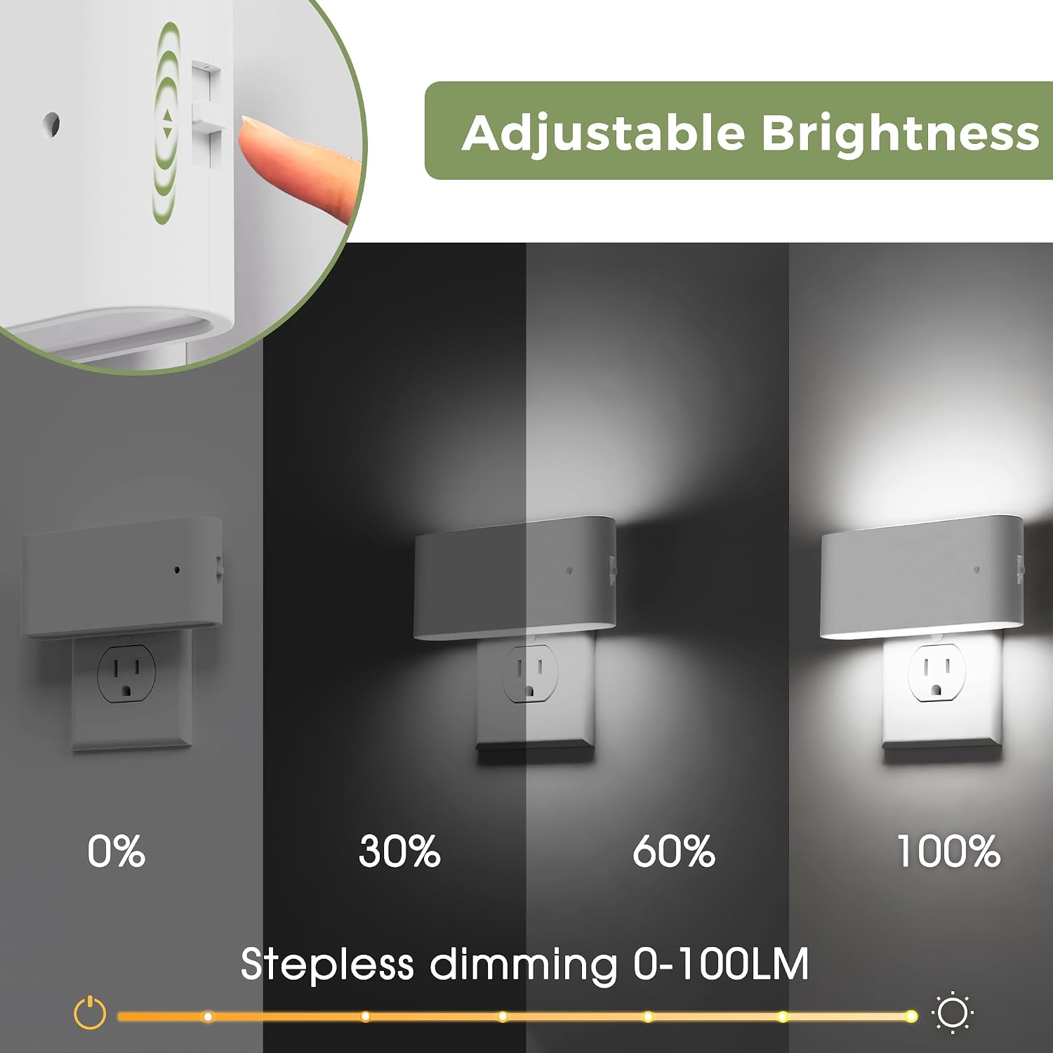 Llohasled L LOHAS LED Night Light, 2 Pack Modern LED Night Lights Plug into Wall with Dusk to Dawn Sensor, 0-100LM 2000K/3000K/5000K Dimmab…