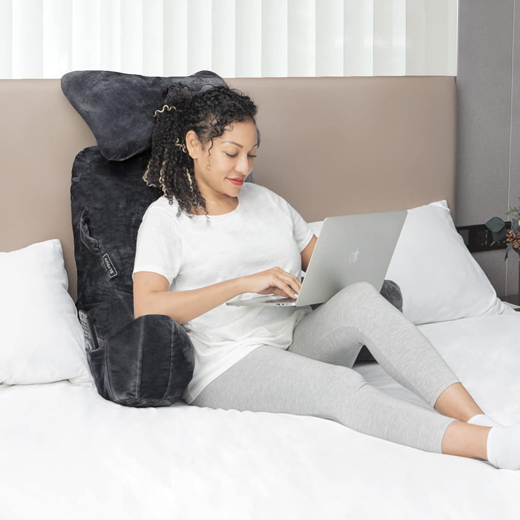 Reading Pillow-Extra Large 31" Bed Rest Pillow with Detachable Neck Roll & Arms for Sitting in Bed or Couch-Backrest Reading Pillow Adult…