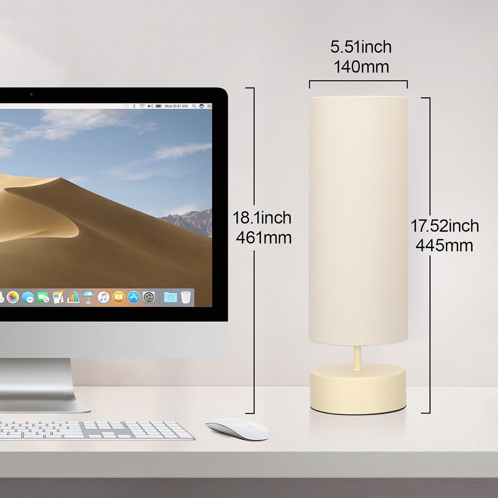 Touch Control Table Lamp, 3 Way Dimmable Bedside Table Lamp with Cream Base, Simple Nightstand Lamp with Beige Shade, Modern Night Light…