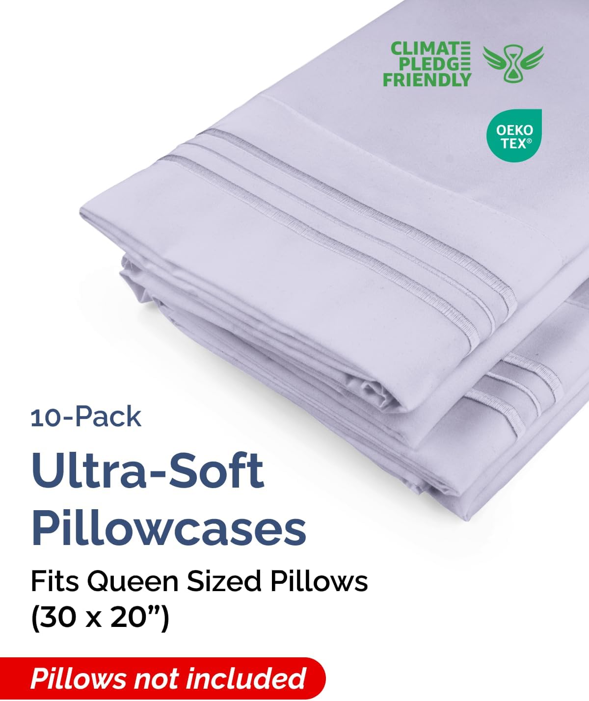 Queen Pillow Cases Set of 10 - Ultra Soft Hotel Quality Pillowcase Covers - Comfy & Wrinkle Free - Shrink & Fade Resistant - Machine…