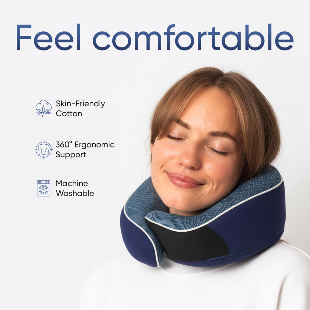 Proglobe Orthopedic Neck Pillow Travel Neck Pillows for Airplanes, Memory Foam Kit, Updated Resting Material, Airplane Travel Set with 3D…