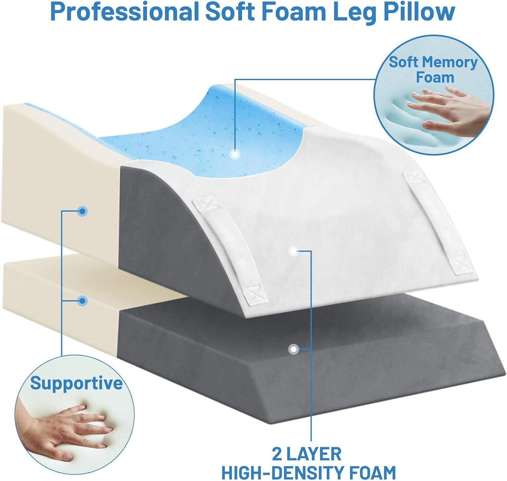 TranquilRelax Double Leg Elevation Pillows, Wedge Pillow for After Surgery, Memory Foam Support Adjustable, Comfort comfort for…