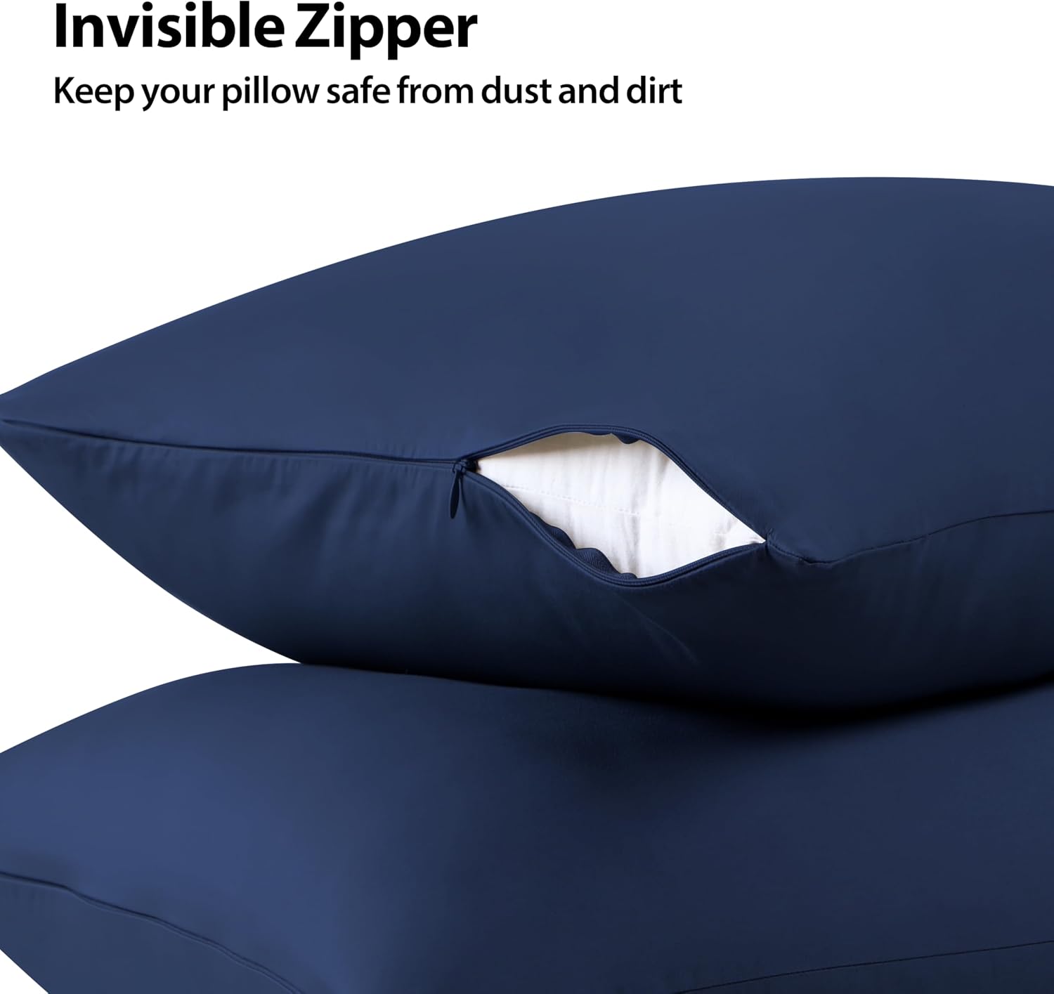 100% Cotton Classic Pillow Protectors with Invisible Zipper, 600 Thread Count Sateen Weave Soft and Breathable Pillow Cases, Protect…