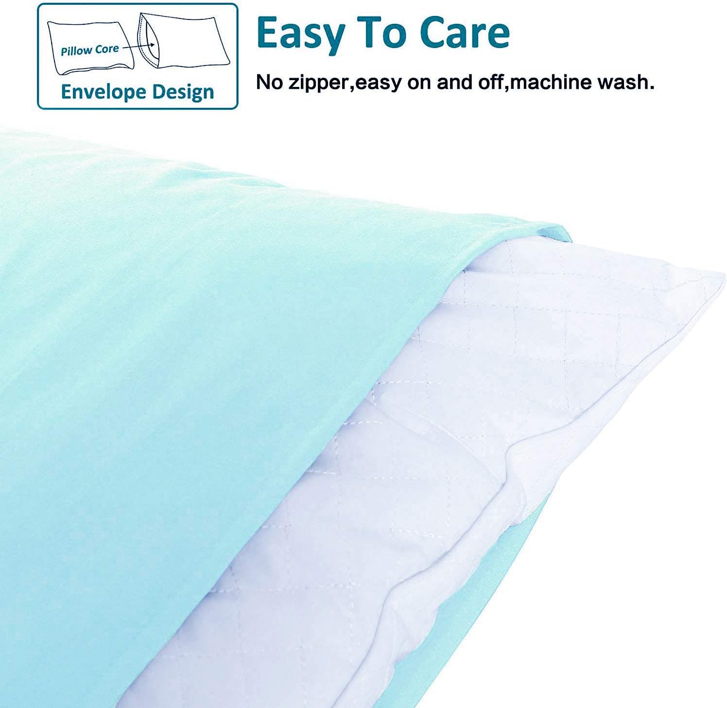 Ntbay Standard Pillowcase Set - 2 Pack Brushed Microfiber 20x26 Pillowcases - Soft, Wrinkle-Free, Fade-Resistant, Stain-Resistant, Aqua Pil…
