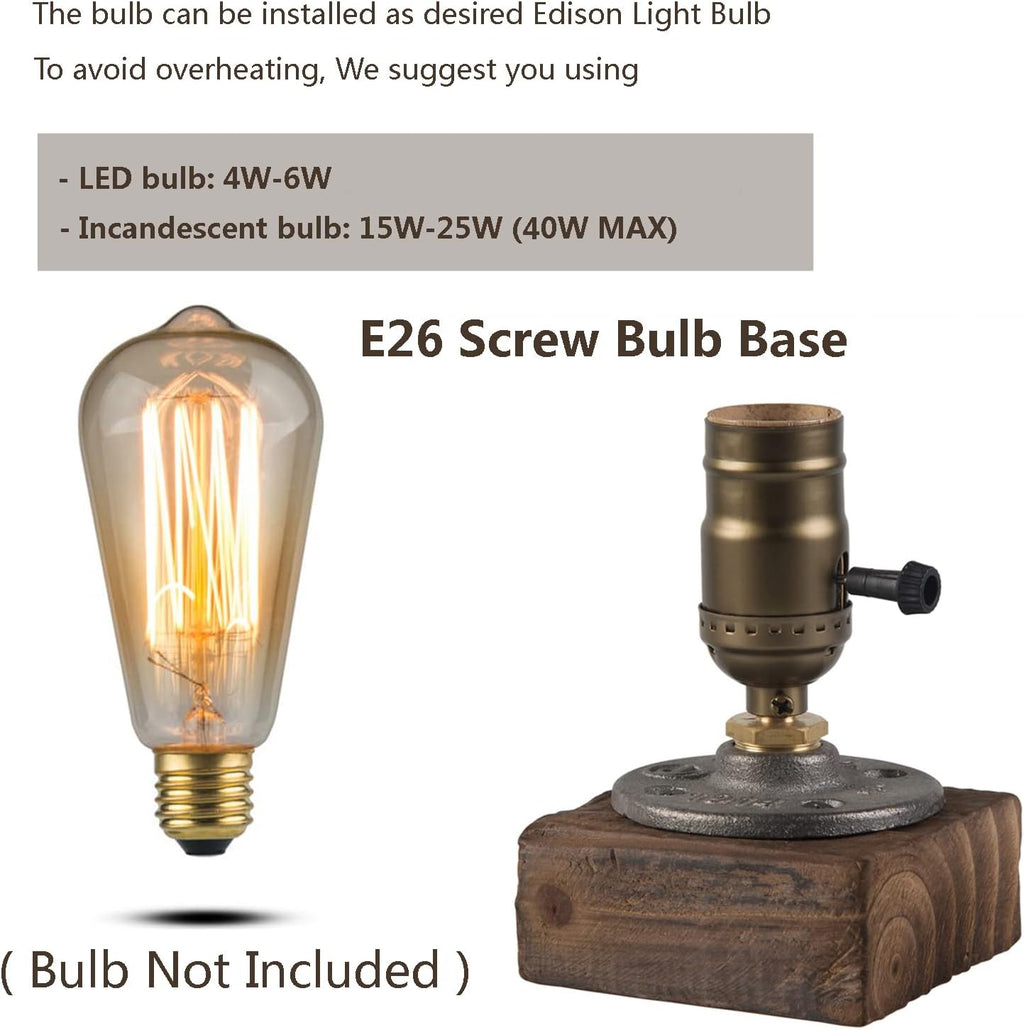 Vintage Table Lamp, Industrial Nightlight Steampunk Desk Lamp with E26 Antique Lamp Holder for Bedroom Living Room Home Art Display Cafe…