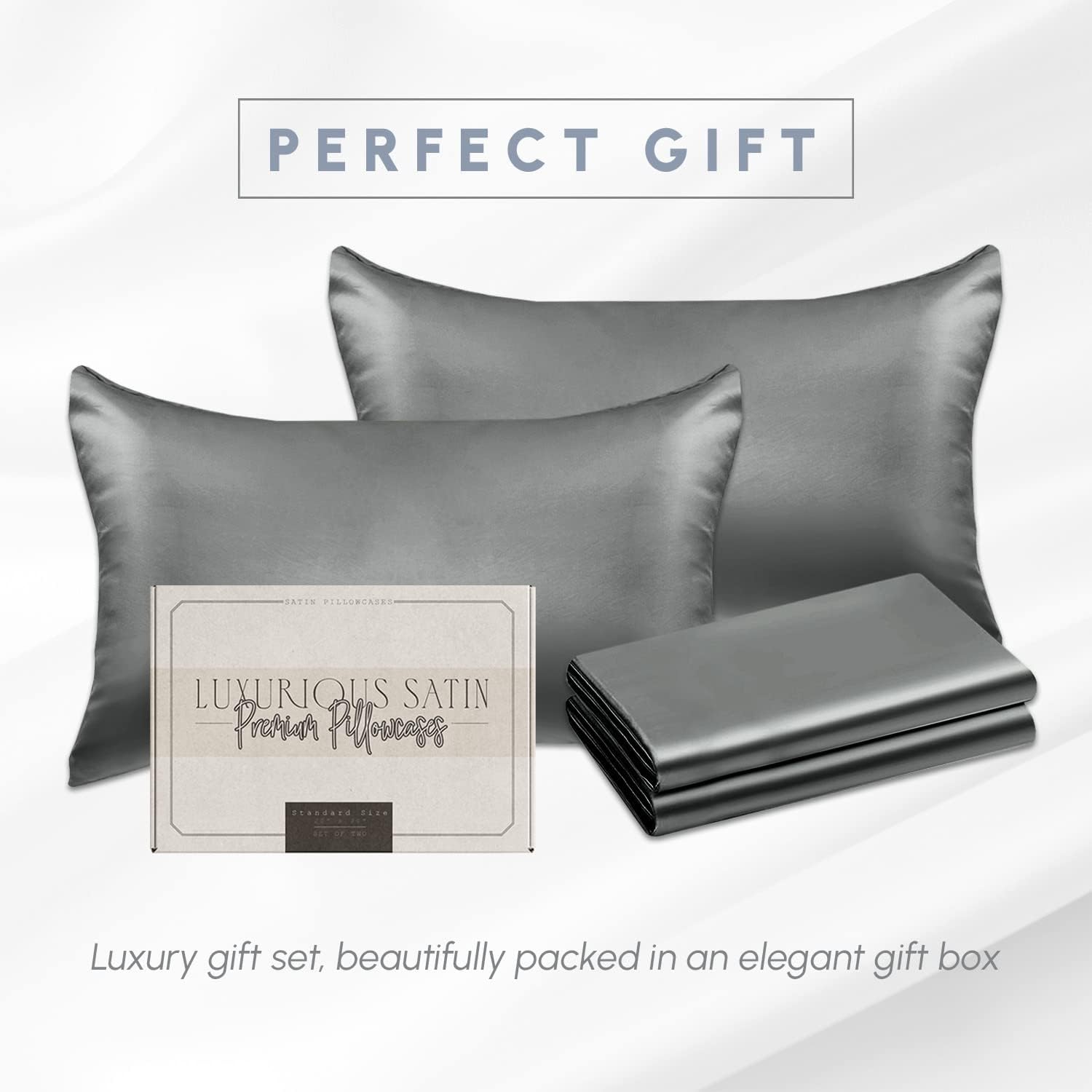 Elegantcomfort Elegant Comfort 4-Pack King Size Viscose Satin Pillowcase Set with Hidden Zipper Closure, Silky Smooth for Hair and Skin Car…