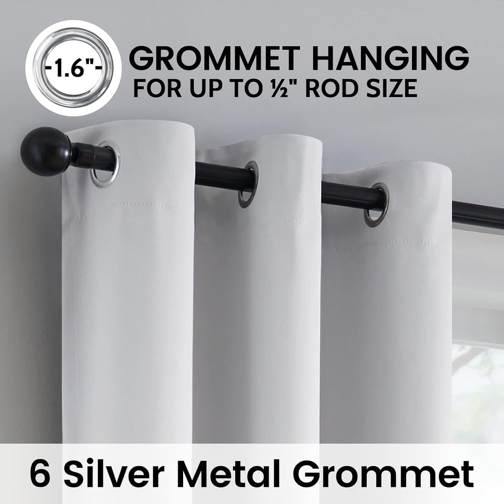 SimpleHome 100% Blackout Curtains for Bedroom, Thermal Insulated Grommet Window Drapes Room Darkening White Curtains for Living Room with Bl…