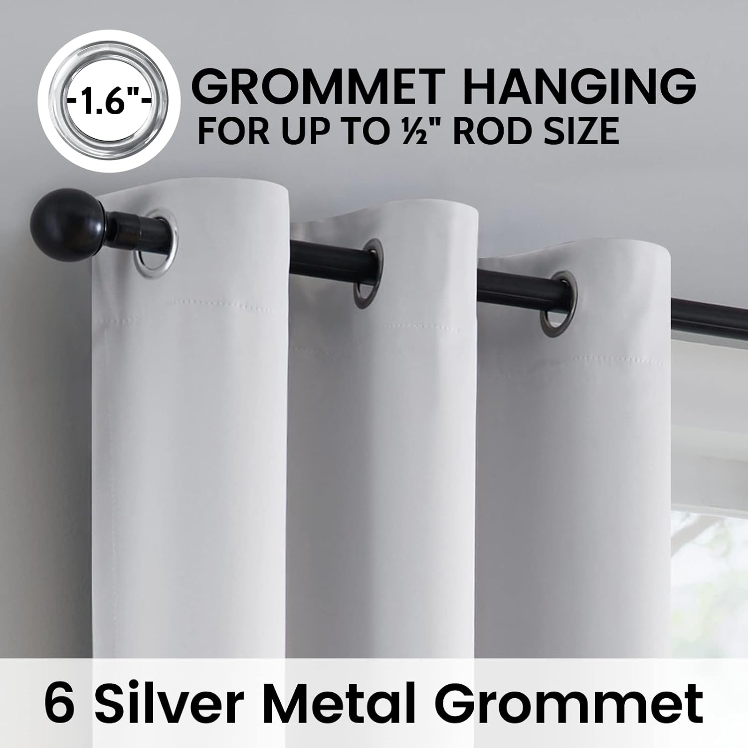 SimpleHome 100% Blackout Curtains for Bedroom, Thermal Insulated Grommet Window Drapes Room Darkening White Curtains for Living Room with Bl…