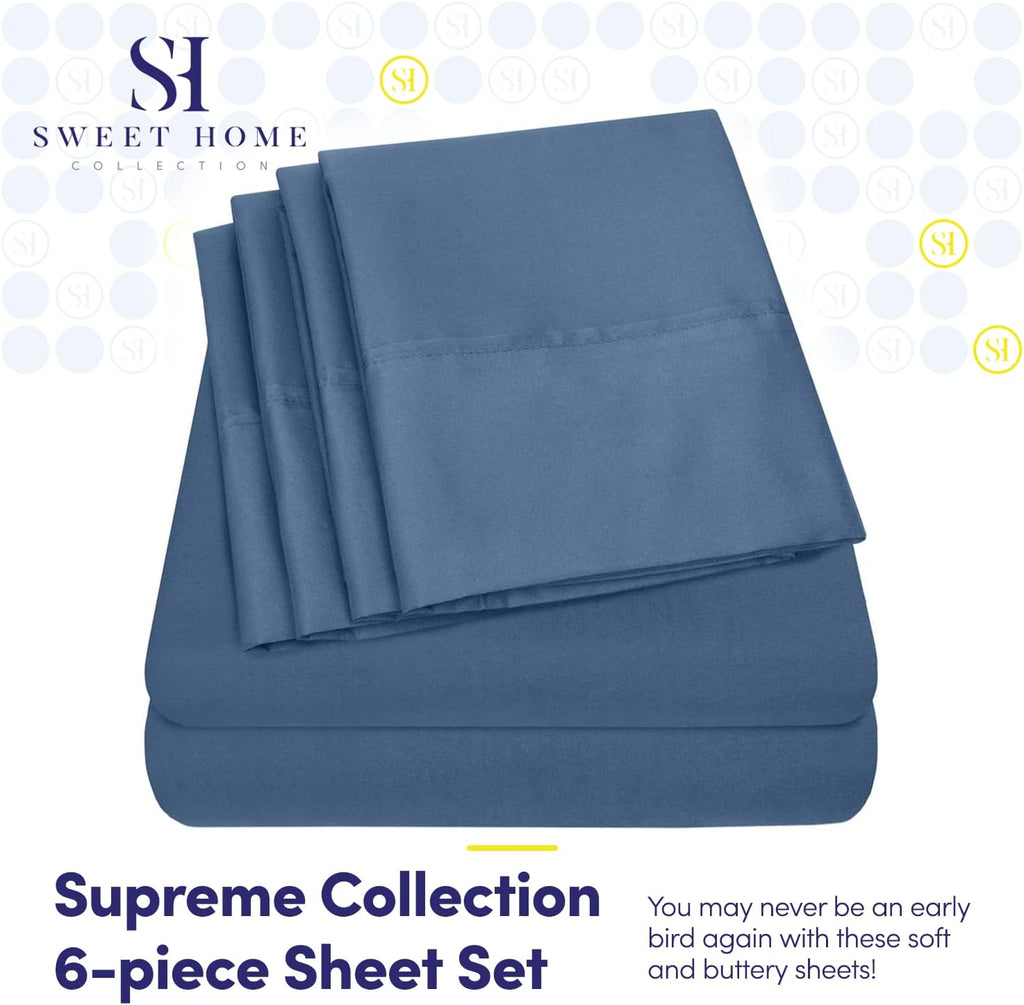 King Size Bed Sheets - 6 Piece 1500 Supreme Collection Fine Brushed Microfiber Deep Pocket King Sheet Set Bedding - 2 Extra Pillow Cases…