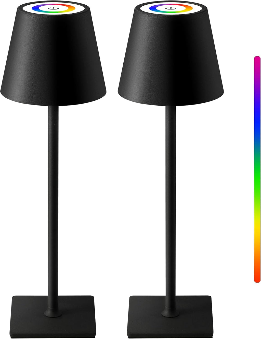 KDG 2 Pack Cordless Table Lamp, RGB Color Stepless Dimming Up, 4000mAh Battery Operated Portable LED Desk Lamp, for Dinning Room…