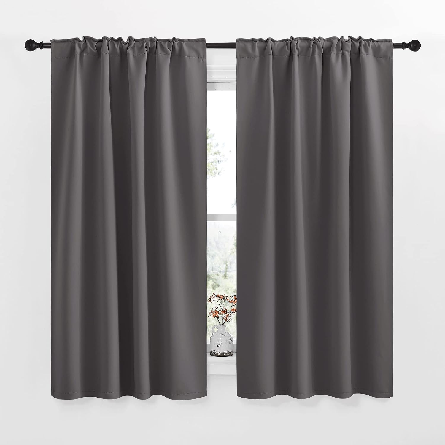 NICETOWN Blackout Curtain Panels for Living Room - (Grey Color) 42x63 Inch, 2 Panels Set, Thermal Insulated Room Darkening Blackout…