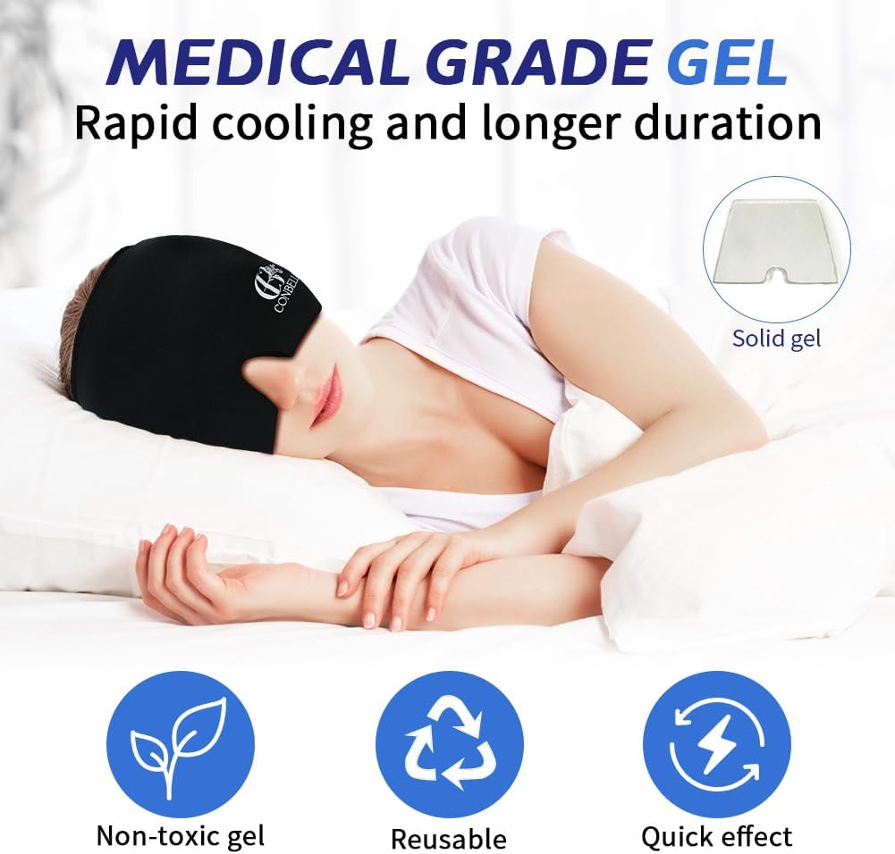 Conbella Migraine Relief Cap, Soothing Headache Ice Face Mask Products, Hot and Cold relaxation, Migraine Headache Relief Cap for…