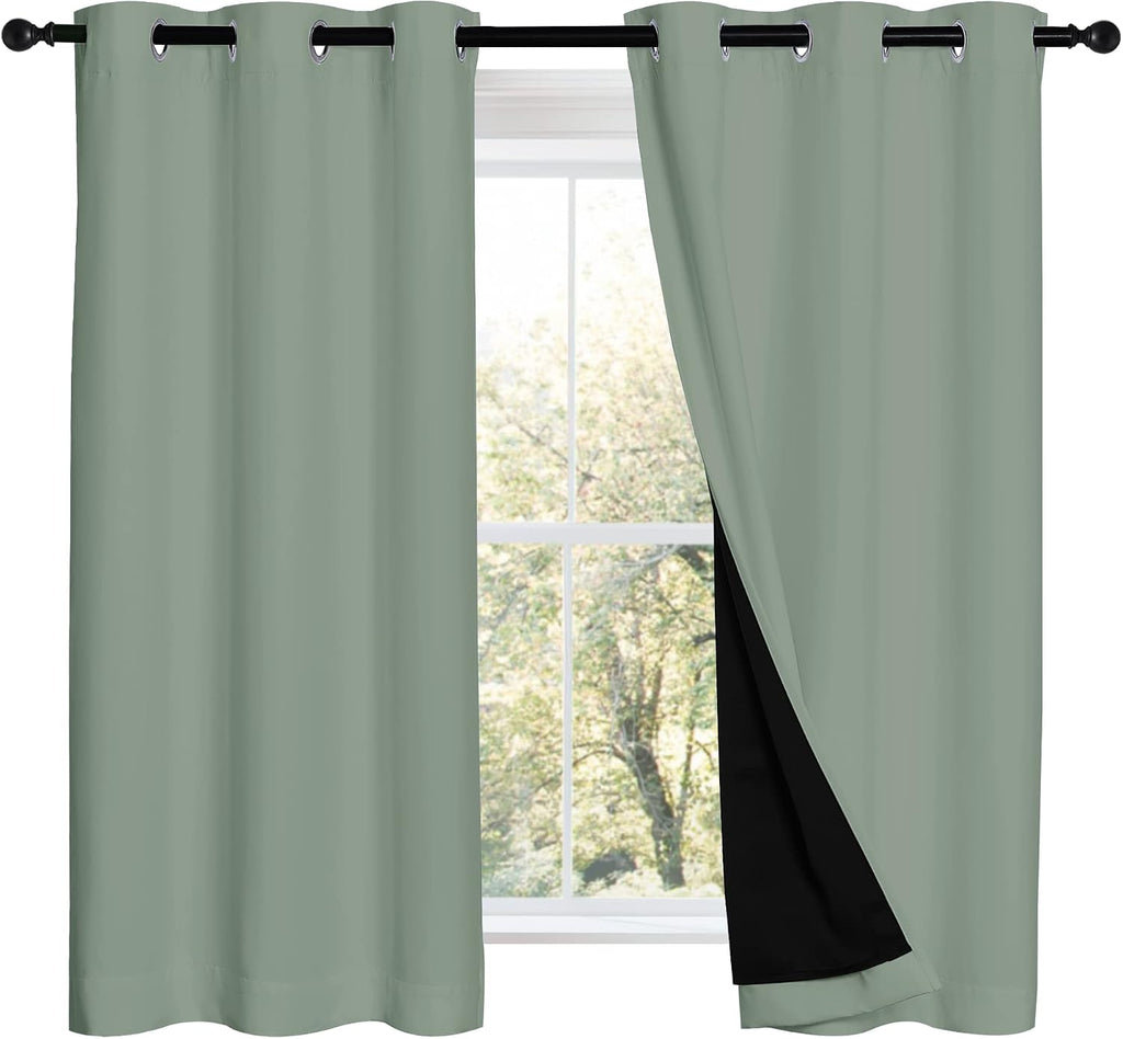 Nicetown 100% Blackout Curtains 54 inches Long, Double-Deck Completely Blackout Window Treatment Thermal Insulated Lined Drapes for Small W…