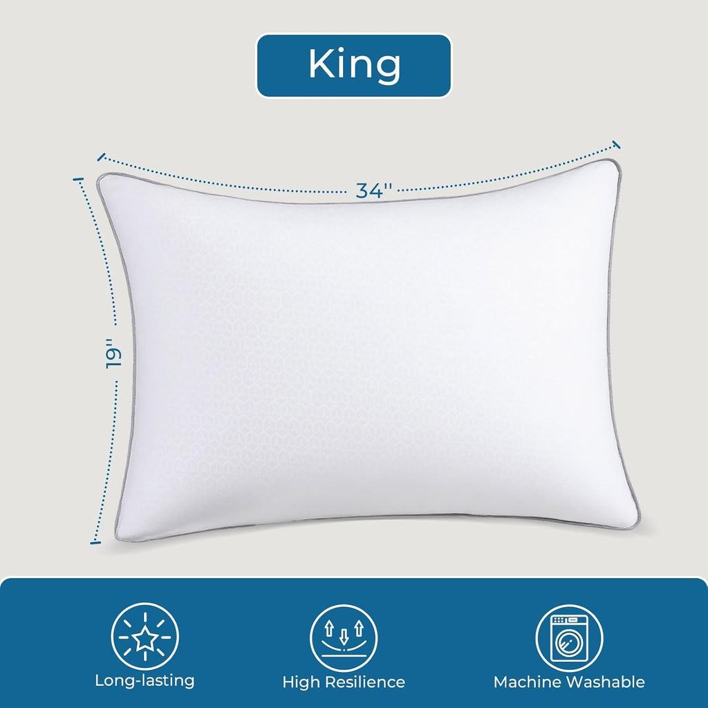 Sasttie Firm King Size Pillows Set of 4, Bed Pillows for Side, Back, and Stomach Sleepers - Oeko-Tex Certified Supportive Down Alternative…