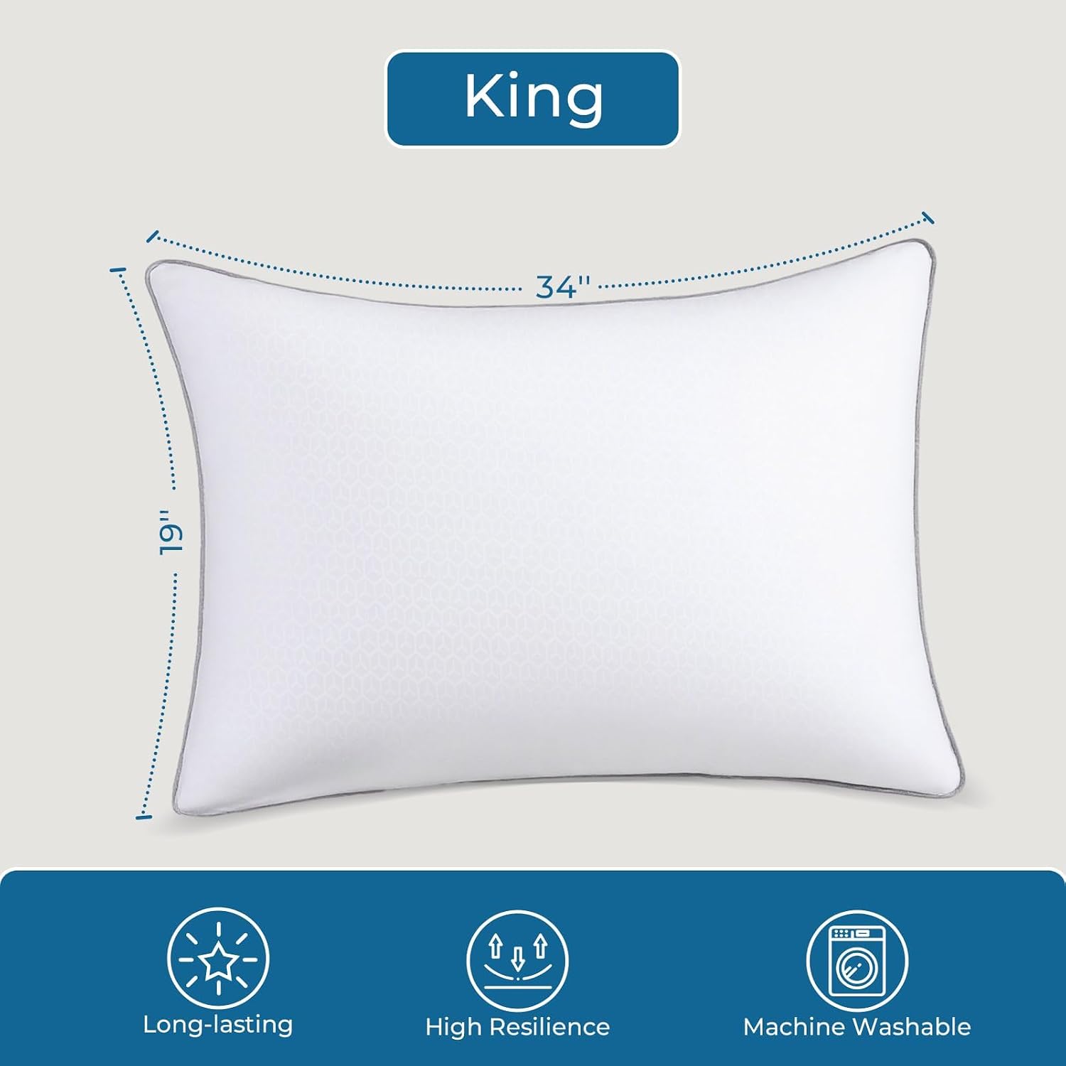 Sasttie Firm King Size Pillows Set of 4, Bed Pillows for Side, Back, and Stomach Sleepers - Oeko-Tex Certified Supportive Down Alternative…