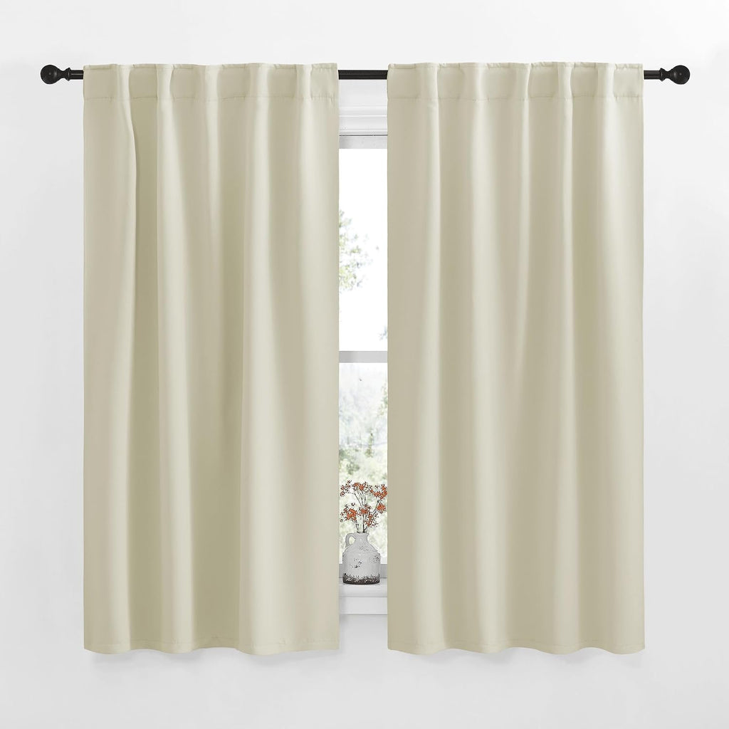 NICETOWN Blackout Window Curtains for Living Room - (Beige Color) 34x48 Inch, 2 Panels Set, Thermal Insulated Room Darkening Blackout…