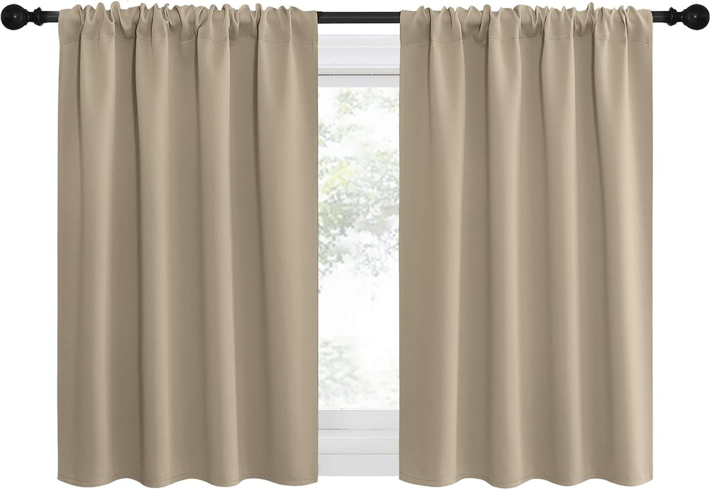 NICETOWN 2 Panels Blackout Curtains, Rod Pocket Thermal Insulated Drapes for Kitchen, Heavy Duty Small Window Treatment for Dorm Room…
