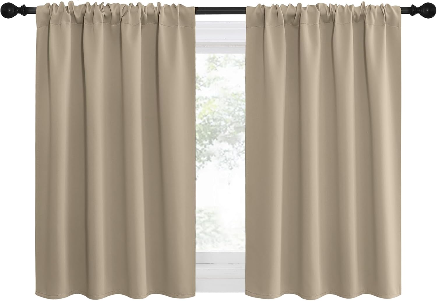 NICETOWN 2 Panels Blackout Curtains, Rod Pocket Thermal Insulated Drapes for Kitchen, Heavy Duty Small Window Treatment for Dorm Room…