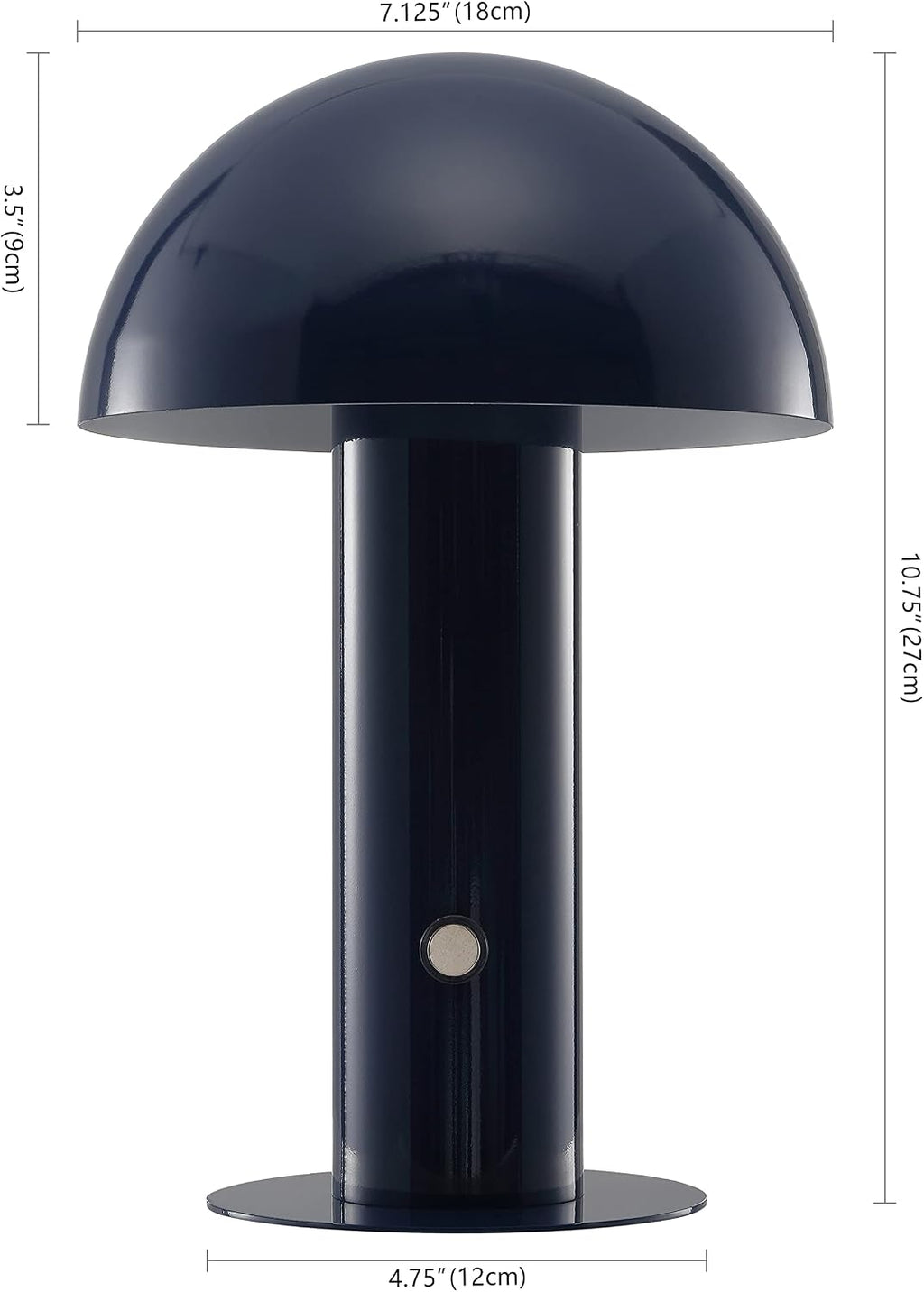JONATHAN Y 10.75" Navy Rechargeable LED Mushroom Table Lamp, Cordless Portable Bedside Lamp for Living Room Bedroom, 3-Way Dimmable…