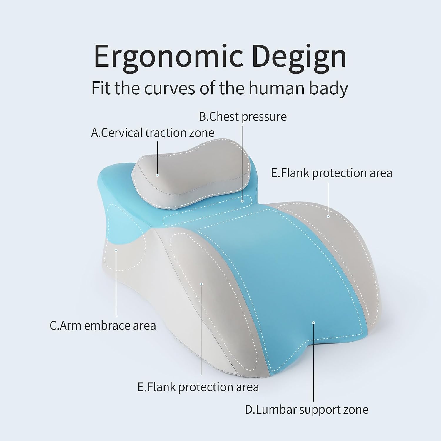 YouBath Reading Prone, Memory Foam Ergonomic Wedge Pillow for Bed Sitting Up Prone Pillow Face Down Sleep, Resting, Relaxing Back, with Rem…