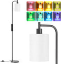Sibrille RGB Floor Lamp with Linen Shade, Dimmable Tall Standing Lamp with Remote Control, Color Changing Floor Lamps for Living Room Bedro…