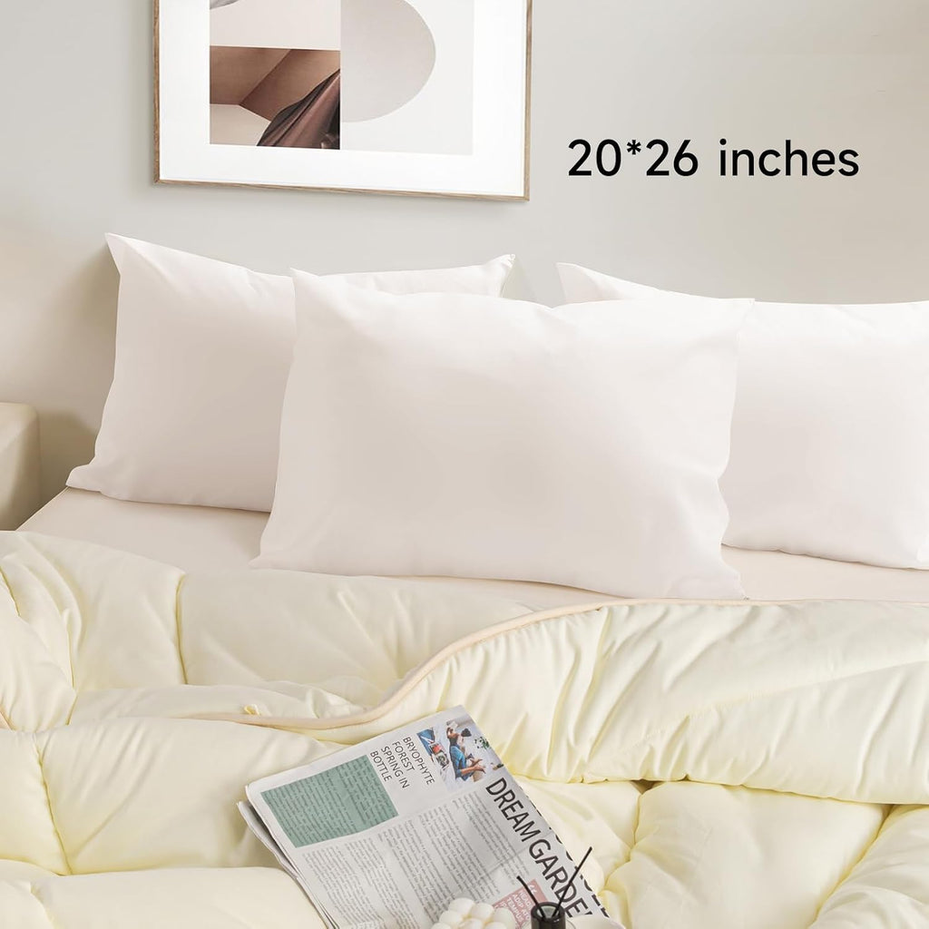 Beitefiber BEITE 4 Pack Pillow Case Protectors Standard -White 20×26 Inches with Smooth Zipper Design -Comfortable and Skin-Friendly Pillow…