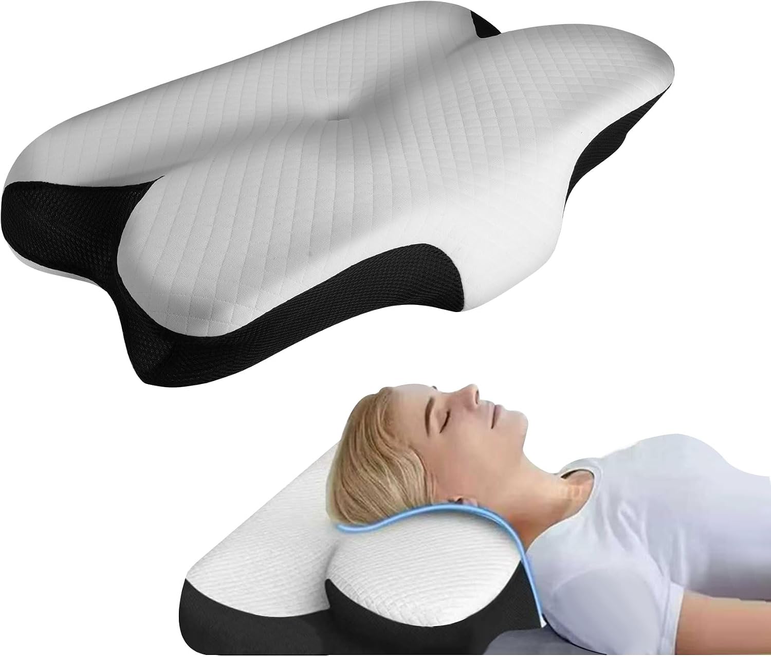 YouBath Cervical Neck Pillow for Neck and Sleeping, Ergonomic Contour Memory Foam Pillow with Breathable Pillowcase, Neck Support Pillow fo…