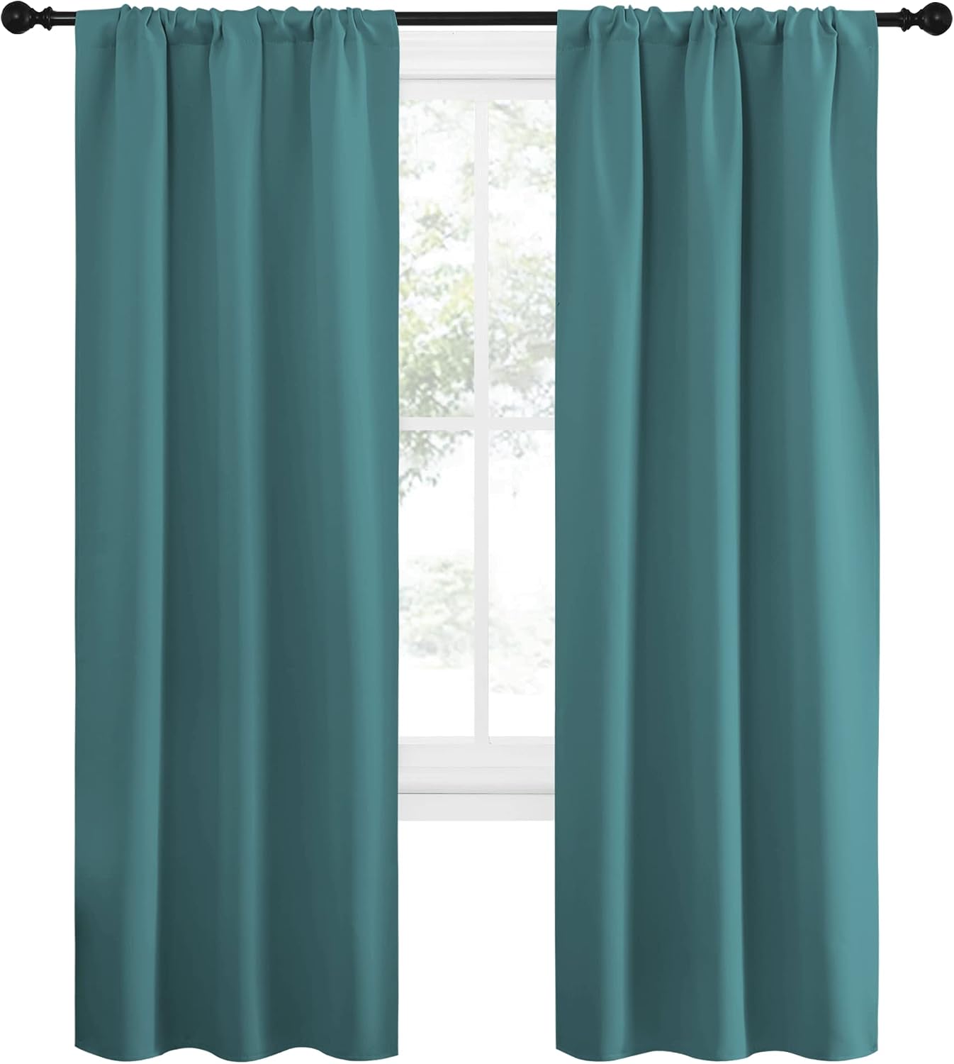NICETOWN Blackout Curtains for Living Curtains, Three Pass Microfiber Noise Reducing Thermal Insulated Solid Rod Pocket Blackout Window…
