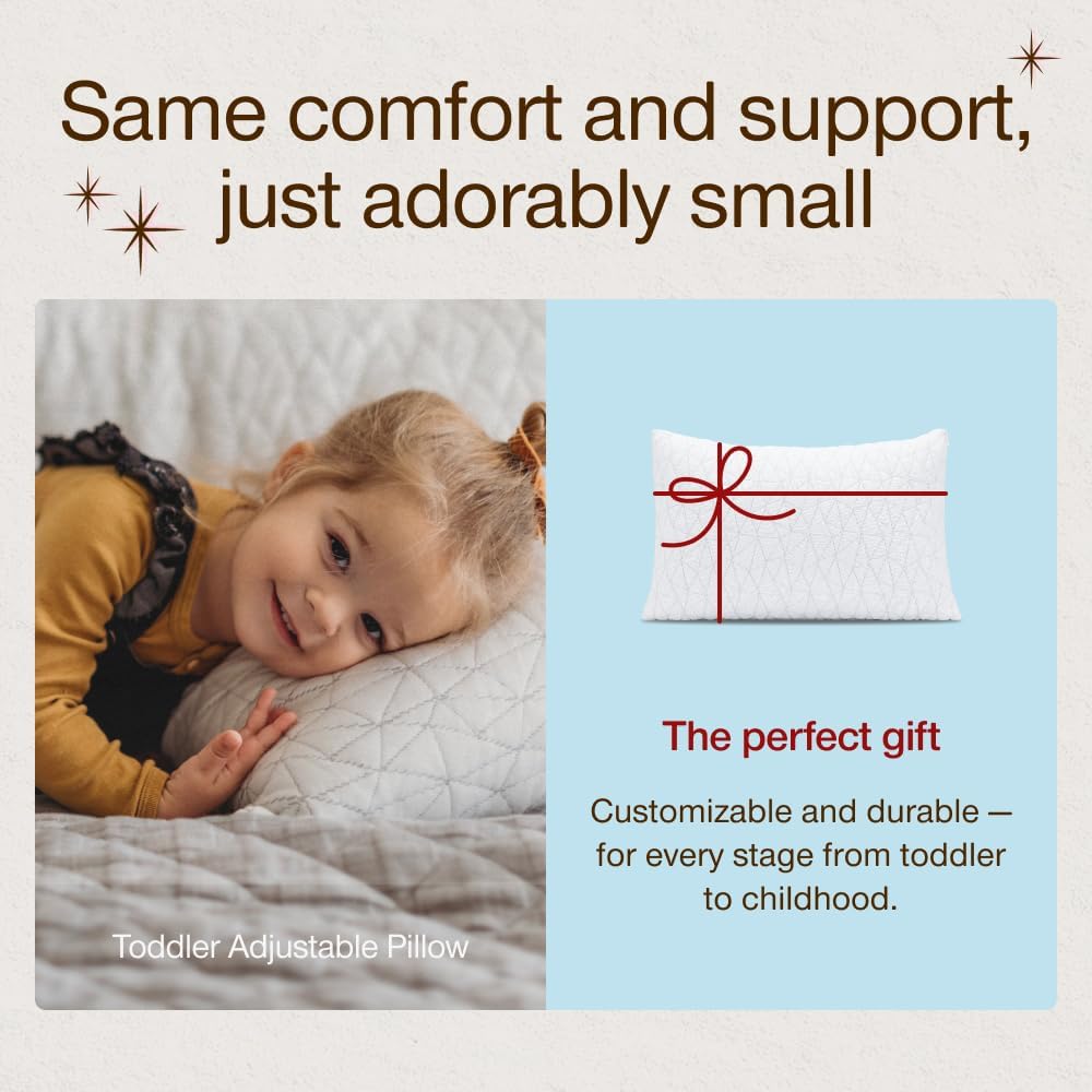 Coop Home Goods Cool+ Adjustable Cooling Toddler Pillow, 13x19, Cooling Gel Memory Foam Kids Pillow for Ages 2+, Customizable Loft…