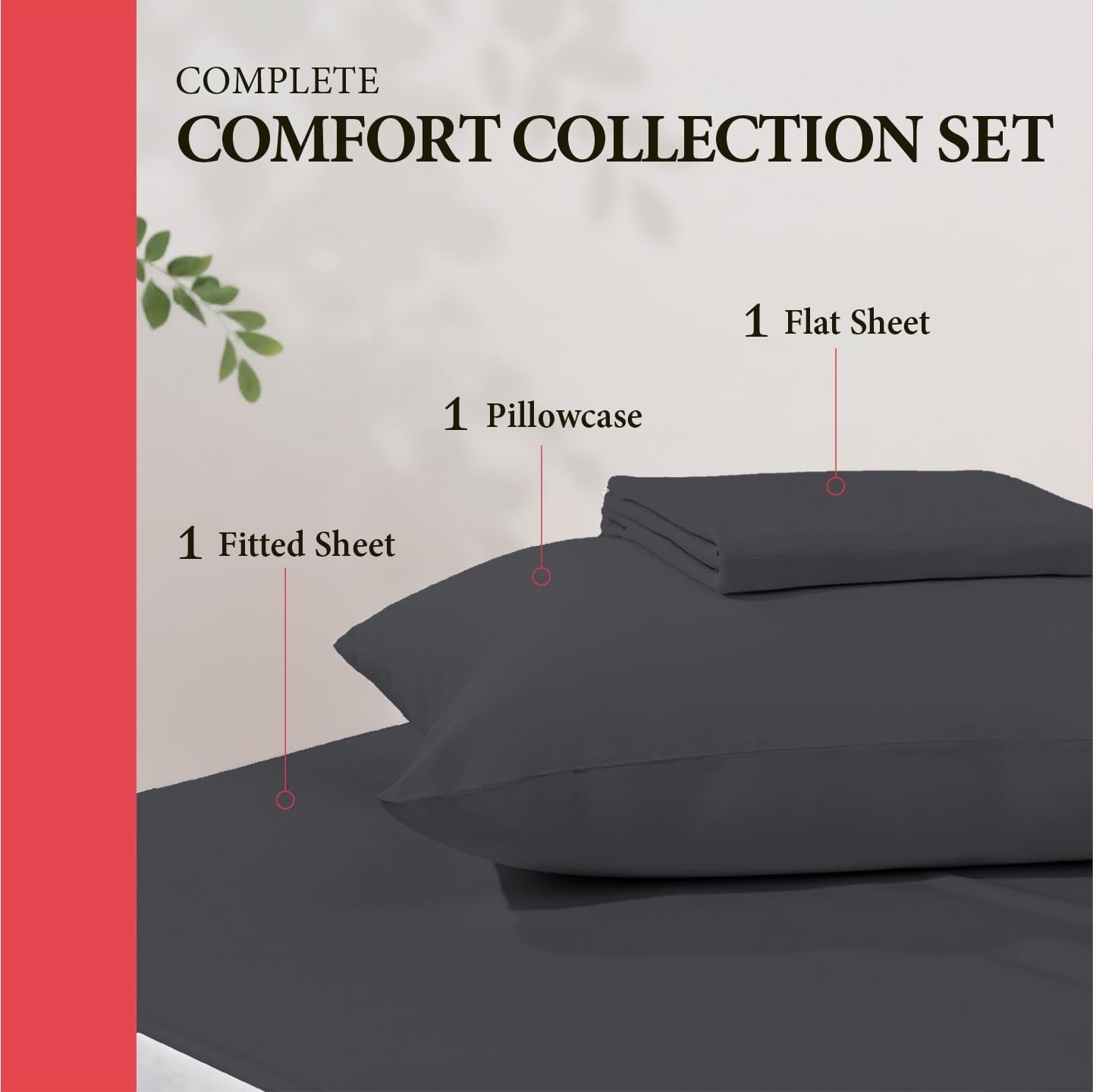 AshtonSheets 100% Egyptian Cotton Twin XL Bed Sheets Set - Luxury 600 Series Refined Collection Sheet for Twin XL Size Bed (3 PC, Dark Grey…
