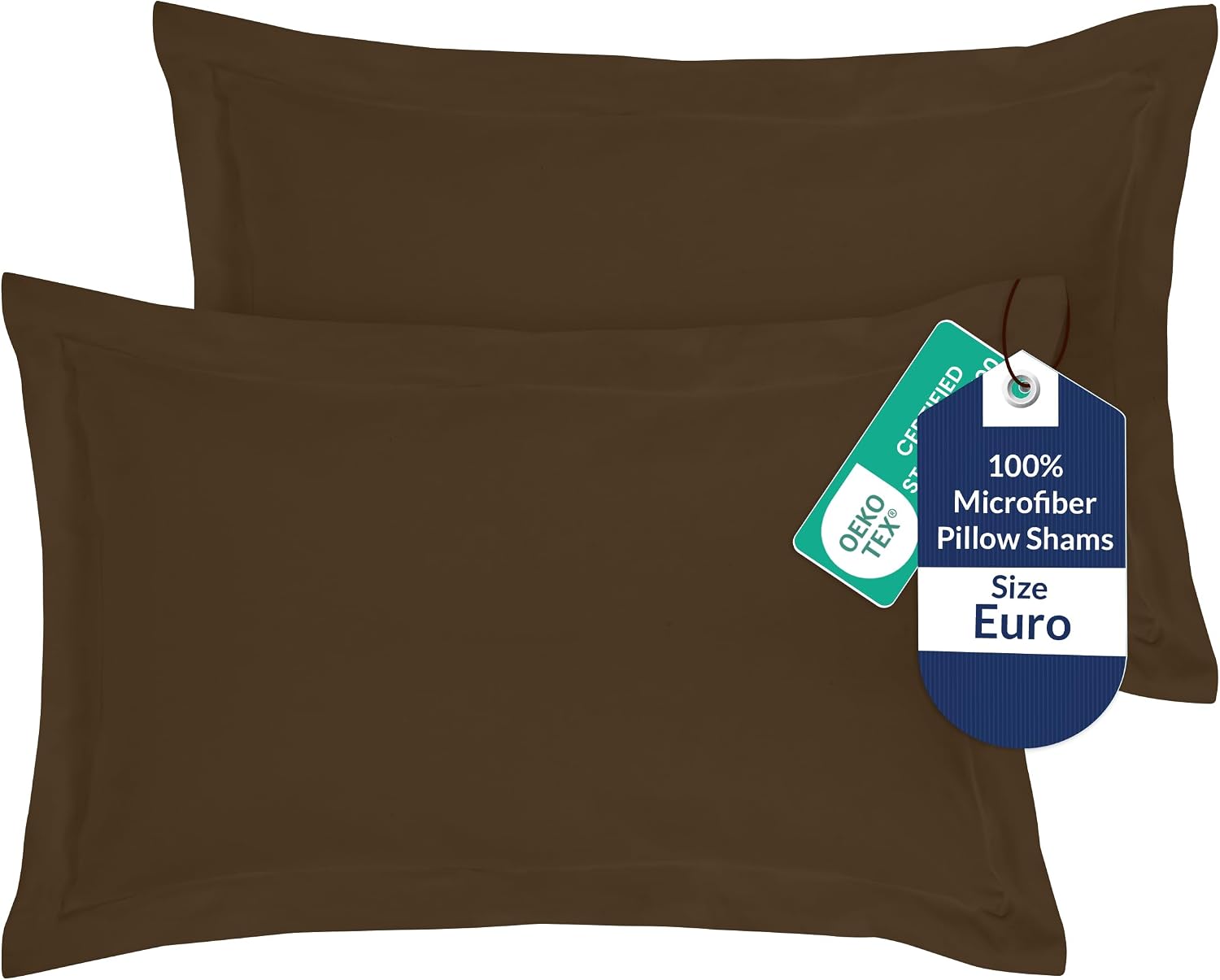 Royalelinens Royale Linens Pillow Shams 2 Pack Euro Size 26x26 Inch - Brushed 1800 Microfiber - Bed Pillow Shams, Wrinkle Resistant Super S…