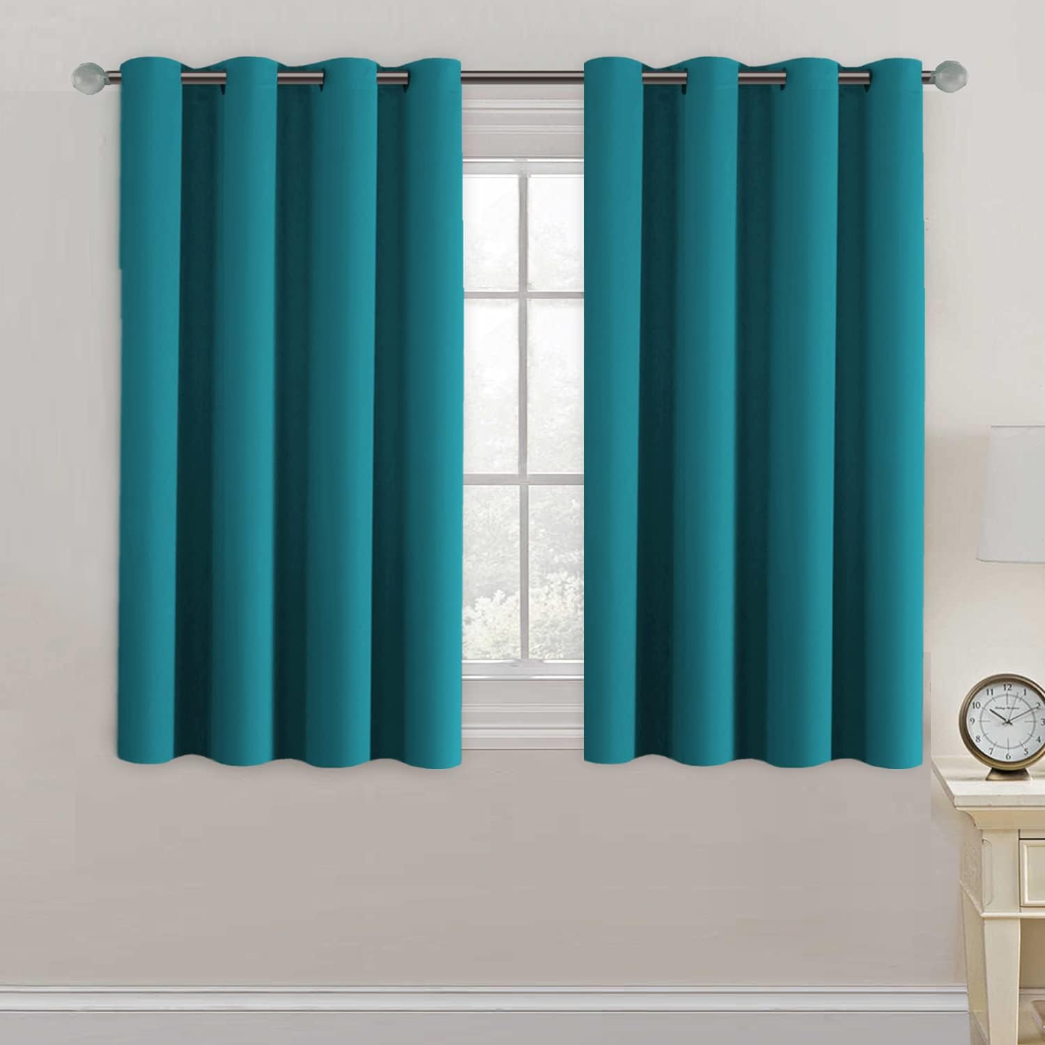 H.VERSAILTEX Blackout Curtain for Living Room Small Window Kitchen Blackout Curtains 45 inch Length Energy Saving Solid Grommet…