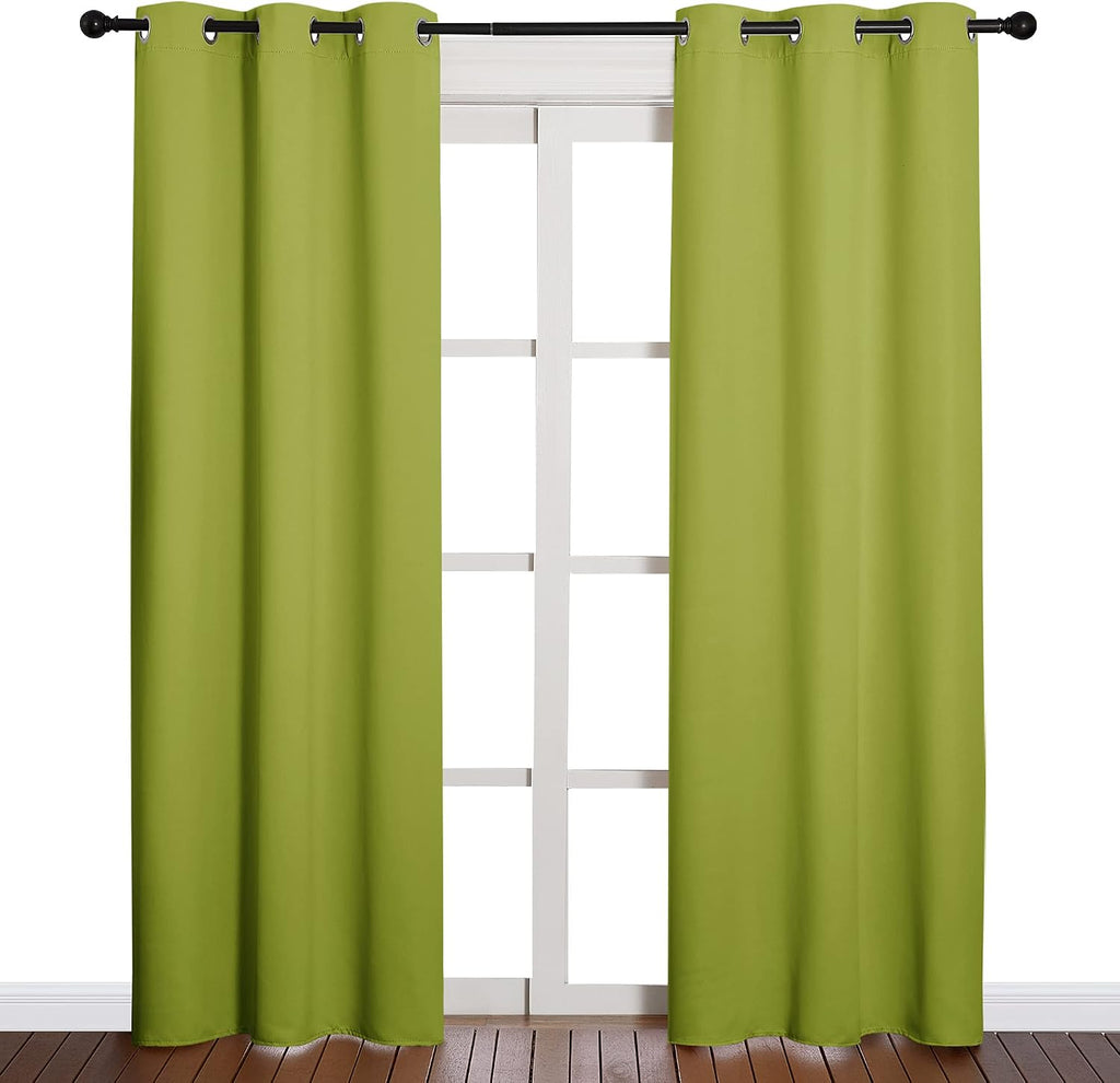 NICETOWN Window Treatment Thermal Insulated Solid Grommet Blackout Curtains/Drapes for Bedroom (2-Pack, 42 by 84 Long, Fresh Green)