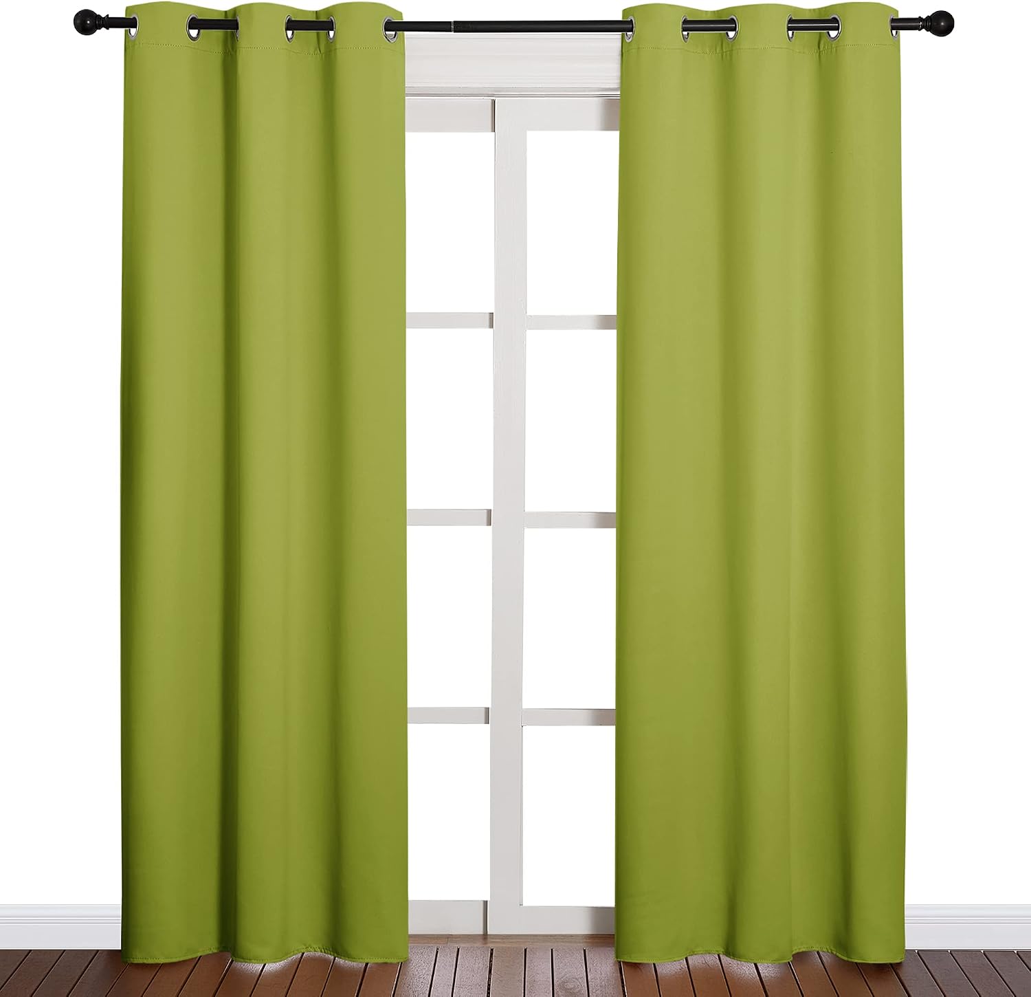 NICETOWN Window Treatment Thermal Insulated Solid Grommet Blackout Curtains/Drapes for Bedroom (2-Pack, 42 by 84 Long, Fresh Green)